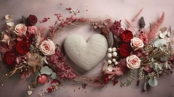 AI generated Generative AI, Valentine's Day background, muted colors, holiday photorealistic aesthetic background photo