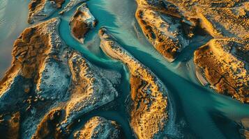 ai generado generativo ai, aéreo ver de laberinto vías fluviales, zumbido foto, hermosa paisaje foto