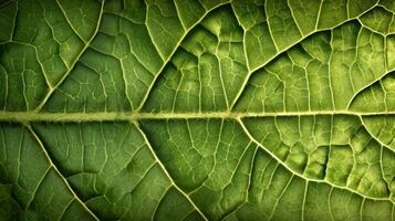 ai generado generativo ai, macro textura de verde hoja venas, verde follaje textura, ecología antecedentes foto