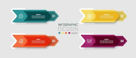 concepto de negocio de plantilla infográfica con flujo de trabajo. vector