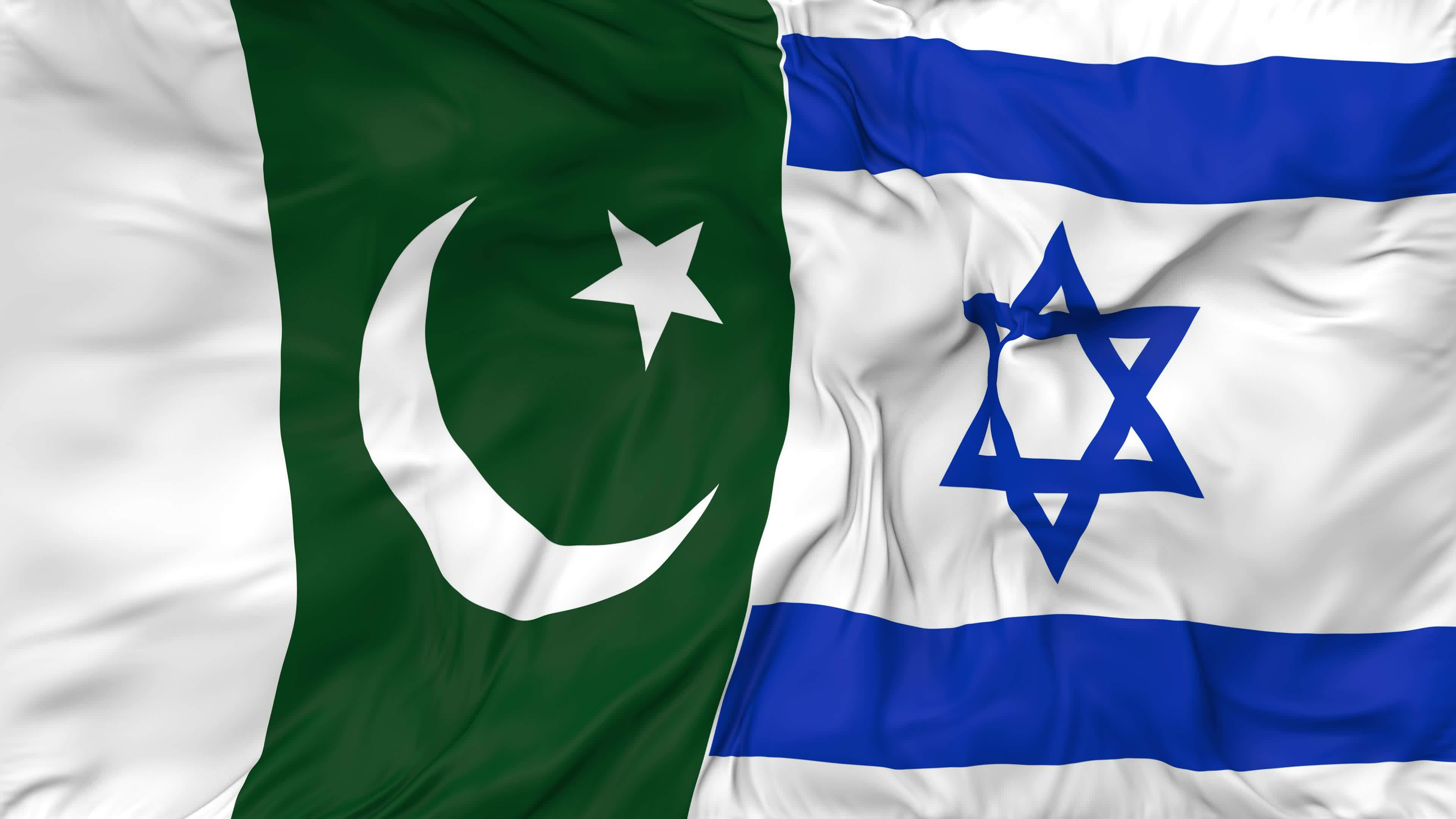 Pakistan and israel flags together seamless looping background looped