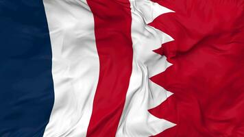 France and Bahrain Flags Together Seamless Looping Background, Looped Bump Texture Cloth Waving Slow Motion, 3D Rendering video