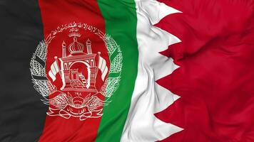 Afghanistan and Bahrain Flags Together Seamless Looping Background, Looped Bump Texture Cloth Waving Slow Motion, 3D Rendering video