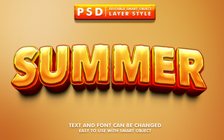 efecto de texto editable de verano psd