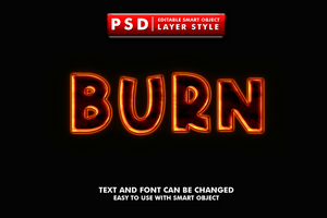 Burn Editable Text Effect psd