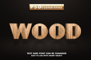 madera editable texto efecto psd