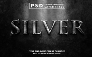 Silver Editable Text Effect psd