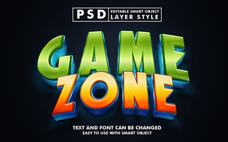 Game Zone Editable Text Effect psd