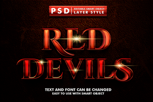 rouge les diables modifiable texte effet psd