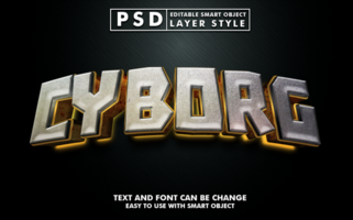 cyborg redigerbar text effekt psd