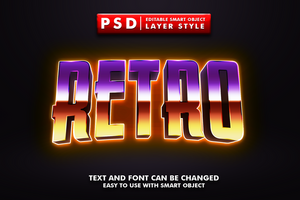 efecto de texto editable retro psd