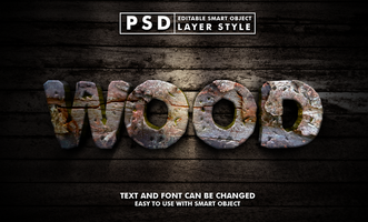 madera editable texto efecto psd