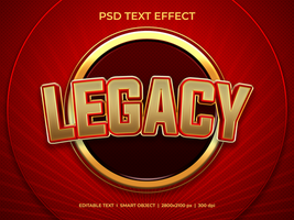 Legacy gold and red color with circular badge text effect psd