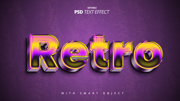 Retro vintage shiny vibrant 3d text effect design psd