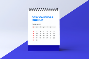 Vertical desk calendar mockup front side view psd