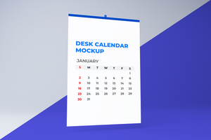 3d Wall calendar mockup side view psd