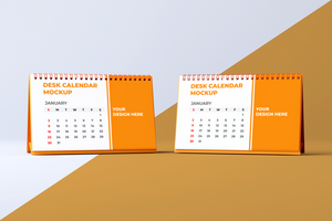 Due orizzontale scrivania calendario modello davanti lato Visualizza psd