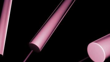 Black background with purple and pink cutting lines. Design. Bright lines made as if like spears that cut through black space in abstraction. photo