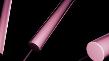 Black background with purple and pink cutting lines. Design. Bright lines made as if like spears that cut through black space in abstraction. photo