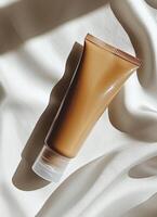 AI generated a tube of body cream sitting on a white surface photo