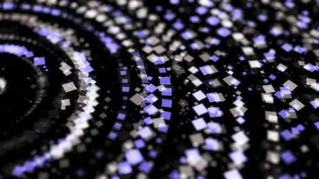 Abstract cyber animation with spiral of squares. Animation. Beautiful abstract digital squares arranged in spiral and glowing on black background photo