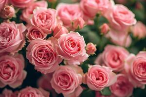 AI generated many pink roses near to one another photo