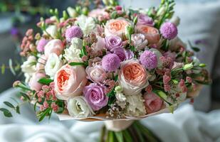 AI generated pink and white bouquet photo