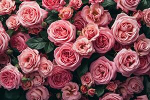 ai generado papel picado rosado rosas, ramo de flores de rosado rosas, ramo de flores foto