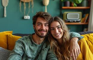 AI generated young couple enjoying themselves photo