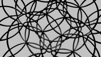 blanco antecedentes. movimiento.negro patrones de círculos en el animación ese conectar y obtener un caleidoscopio efecto. foto