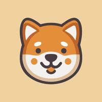 Shiba Inu dog face flat vector icon. Siba-inu puppy vector flat illustration isolated on solid background.