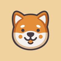 Shiba Inu dog face flat vector icon. Siba-inu puppy vector flat illustration isolated on solid background.