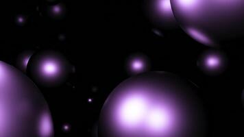 3d metal balls moving in space. Design. Glitter of metal balls moving in dark. Stream of metal balls in air on black background photo