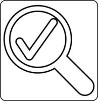 Magnifying glass icon with check mark design decoration. vector