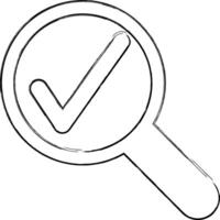 Magnifying glass icon with check mark design decoration. vector