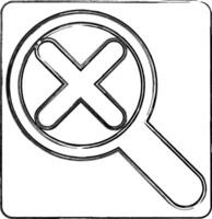 Icon magnifying glass with a cross design decoration. vector