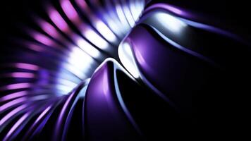 Purple and gray oscillating lines creating a tunnel. Design. A hole in the animation from which light ribbons depart in 3d format. photo