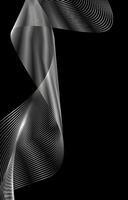 Silver Gradient Line Effect on black background. Dark Abstract template with Glowing Wave. Shiny moving lines design element. Modern platinum flowing wave lines. Vector Futuristic technology concept