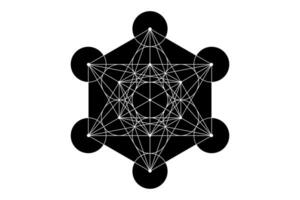 Mystical mandala of Metatrons Cube, Sacred geometry, vector graphic element isolated. Mystic platonic solids, abstract geometric drawing, typical crop circles from intelligent extraterrestrial life