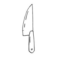 Black and white vector illustration of knife. Doodle style