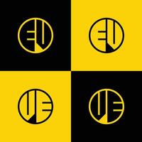 Simple EV and VE Letter Circle Logo Set, suitable for business with EV and VE initial. vector