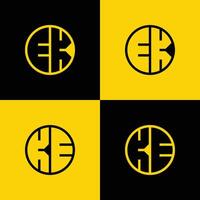 Simple EK and KE Letter Circle Logo Set, suitable for business with EK and KE initial. vector