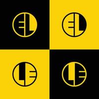 Simple EL and LE Letter Circle Logo Set, suitable for business with EL and LE initial. vector