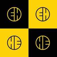Simple EH and HE Letter Circle Logo Set, suitable for business with EH and HE initial. vector