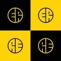 Simple ER and RE Letter Circle Logo Set, suitable for business with ER and RE initial. vector