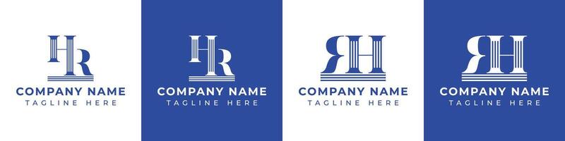 Letters HR and RH Pillar Logo Set, suitable for business with HR and RH related to Pillar vector