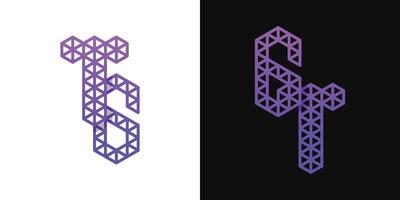 Letters GT and TG Polygon Logo, suitable for business related to polygon with GT or TG initials vector