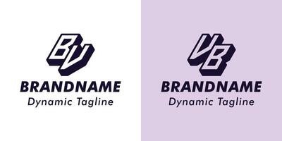 Letters BV and VB 3D Monogram Logo, Suitable for business with BV or VB initials vector