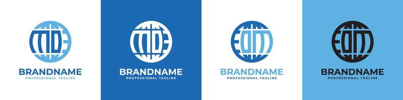 Letter MO and OM Globe Logo Set, suitable for any business with MO or OM initials. vector