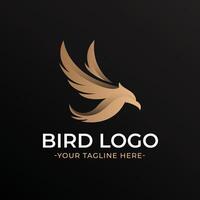 elegante pájaro mosca oro logo modelo vector